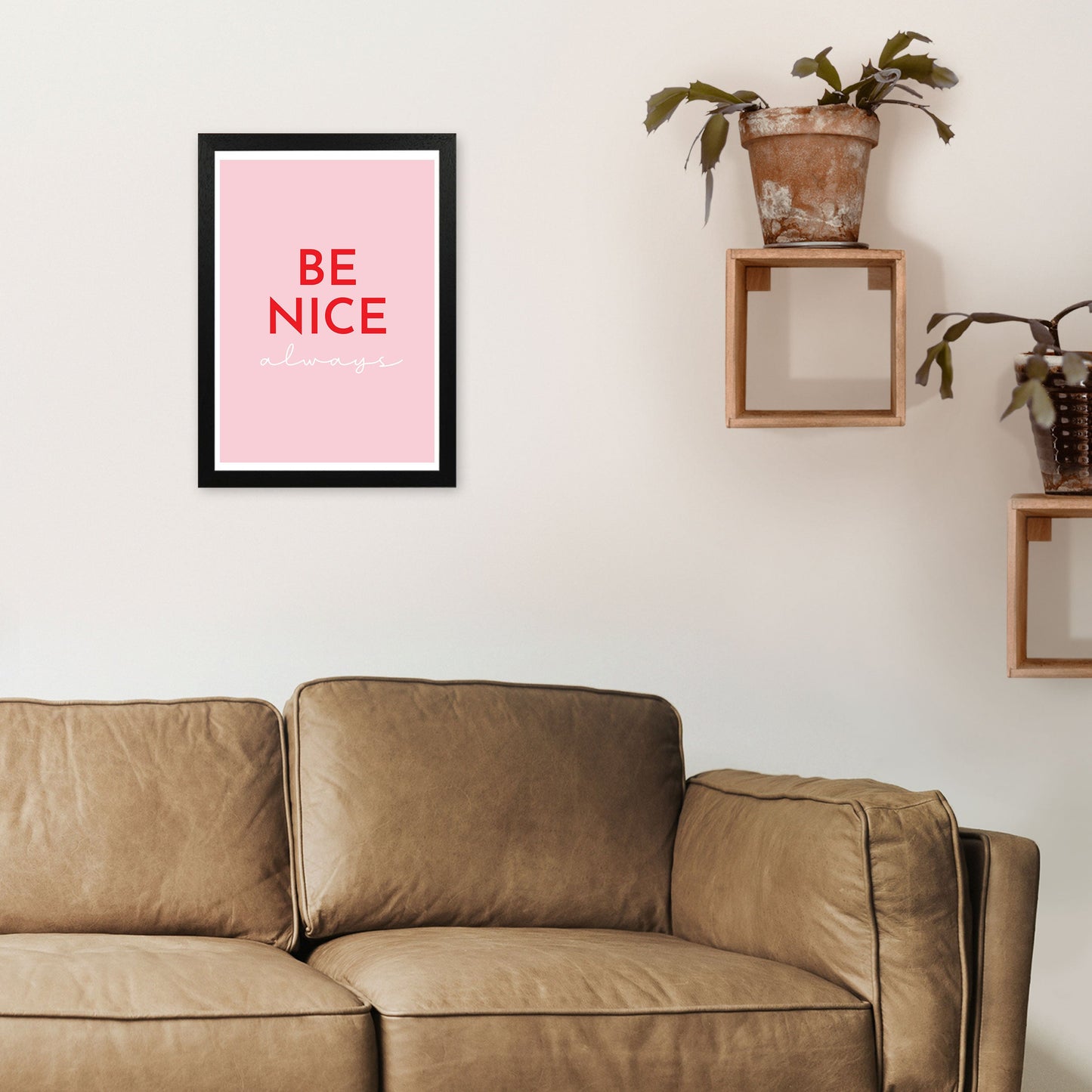 Be Nice Pink Kunstdruck von Pixy Paper
