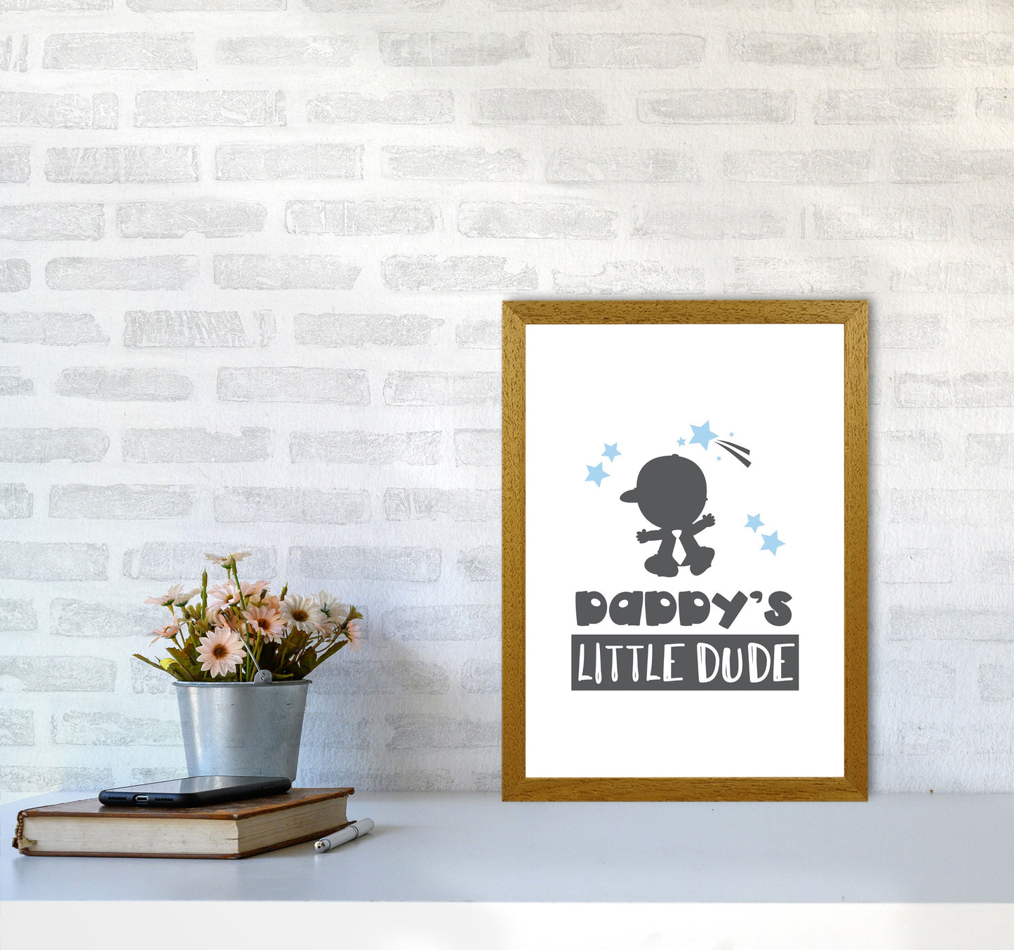 Daddy's Little Dude Gerahmter Kinderzimmer Wandkunstdruck