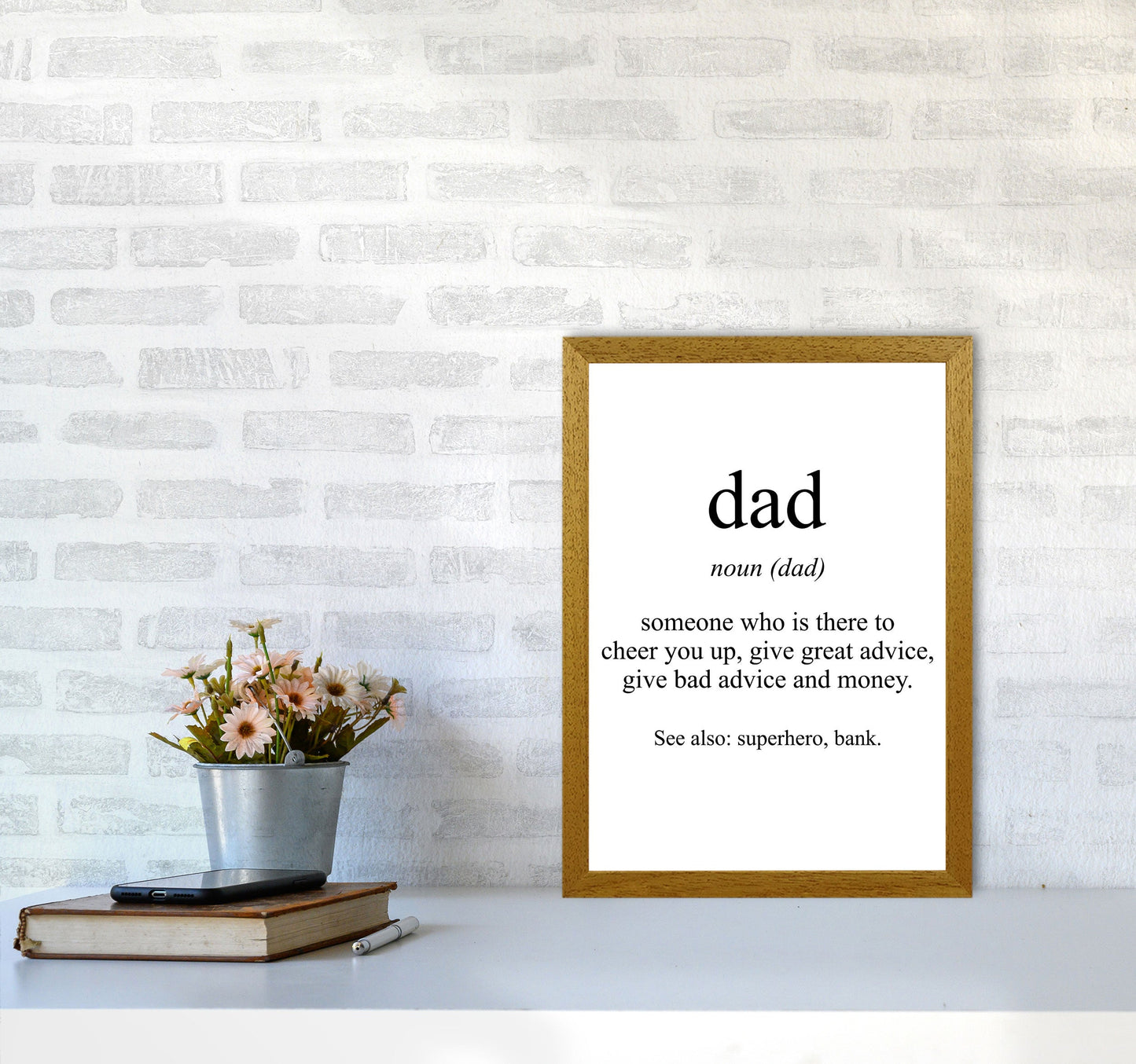 Dad Gerahmte Typografie Wandkunst Druck