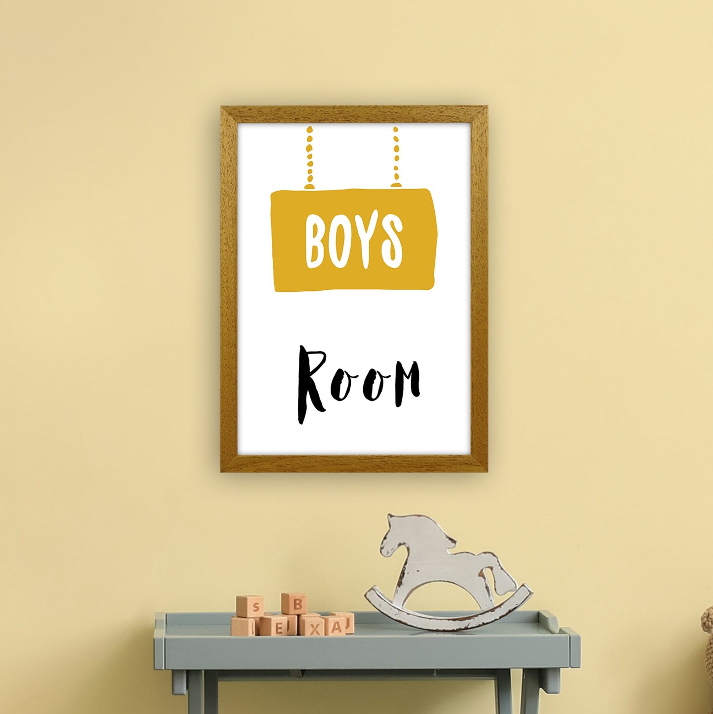 Jungenzimmer Senf Kunstdruck