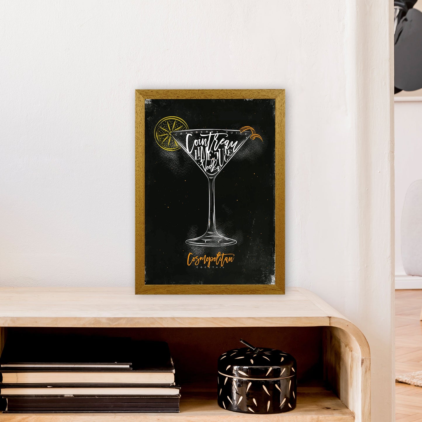 Cosmopolitan Cocktail Schwarz Kunstdruck
