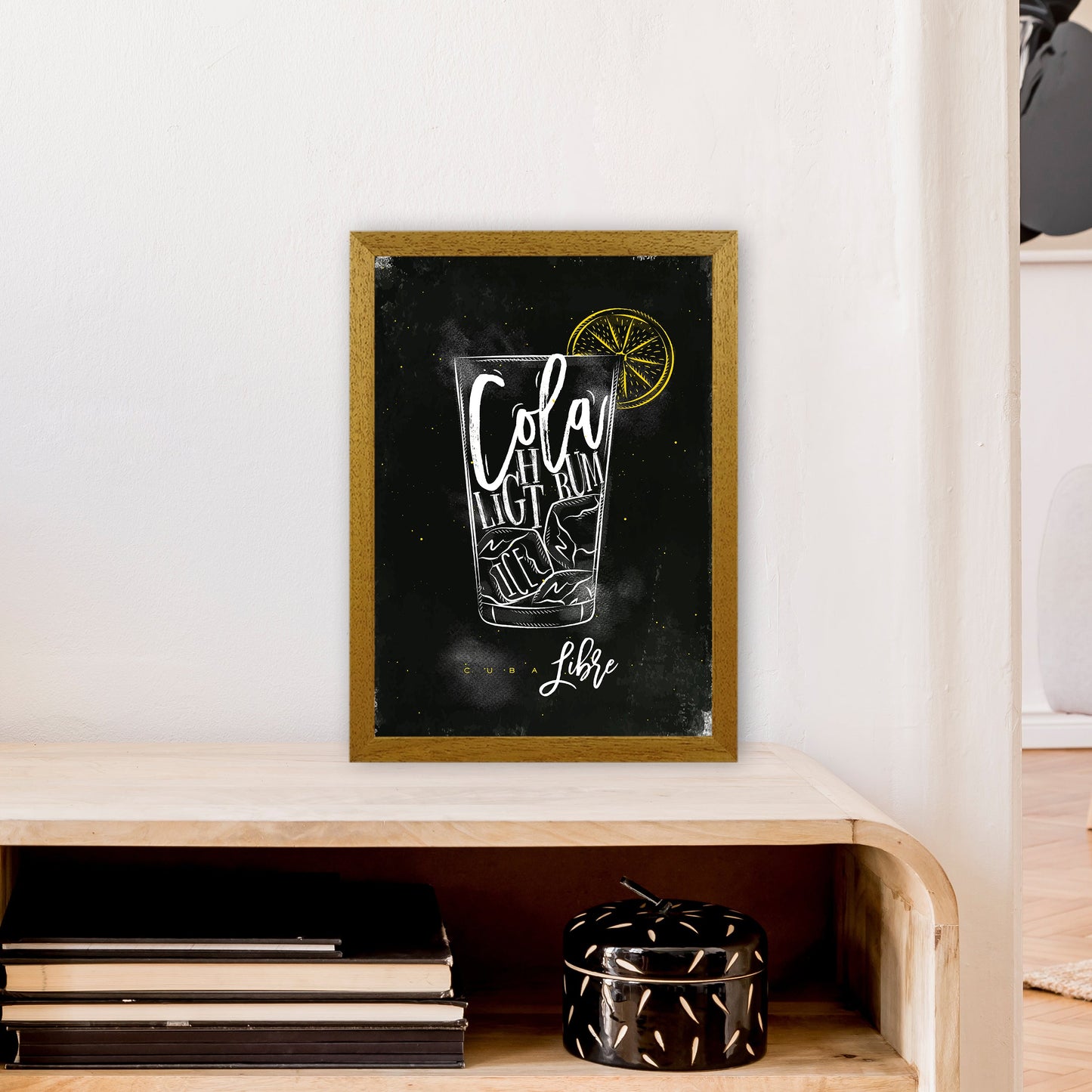 Cuba Libre Cocktail Schwarz Kunstdruck