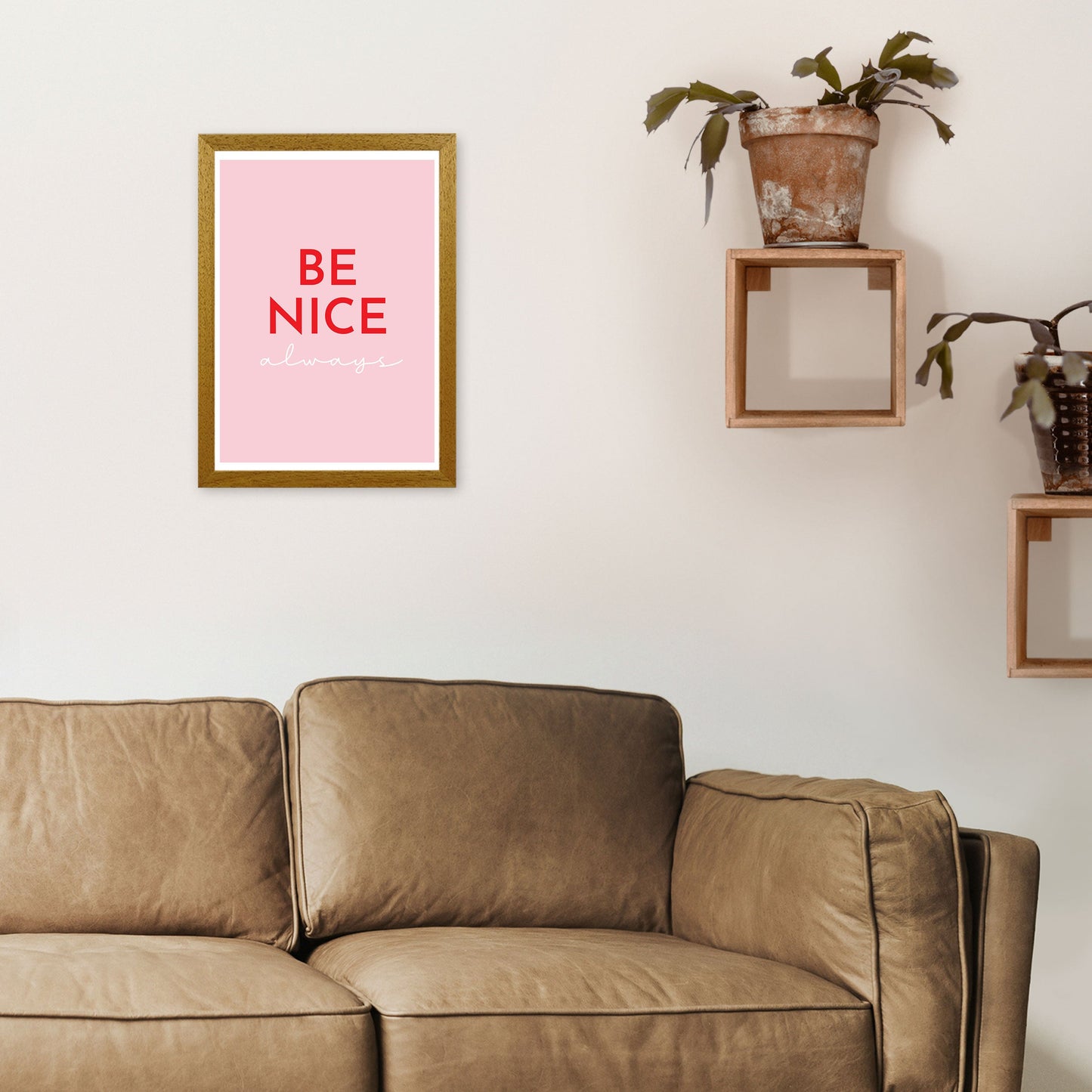 Be Nice Pink Kunstdruck von Pixy Paper