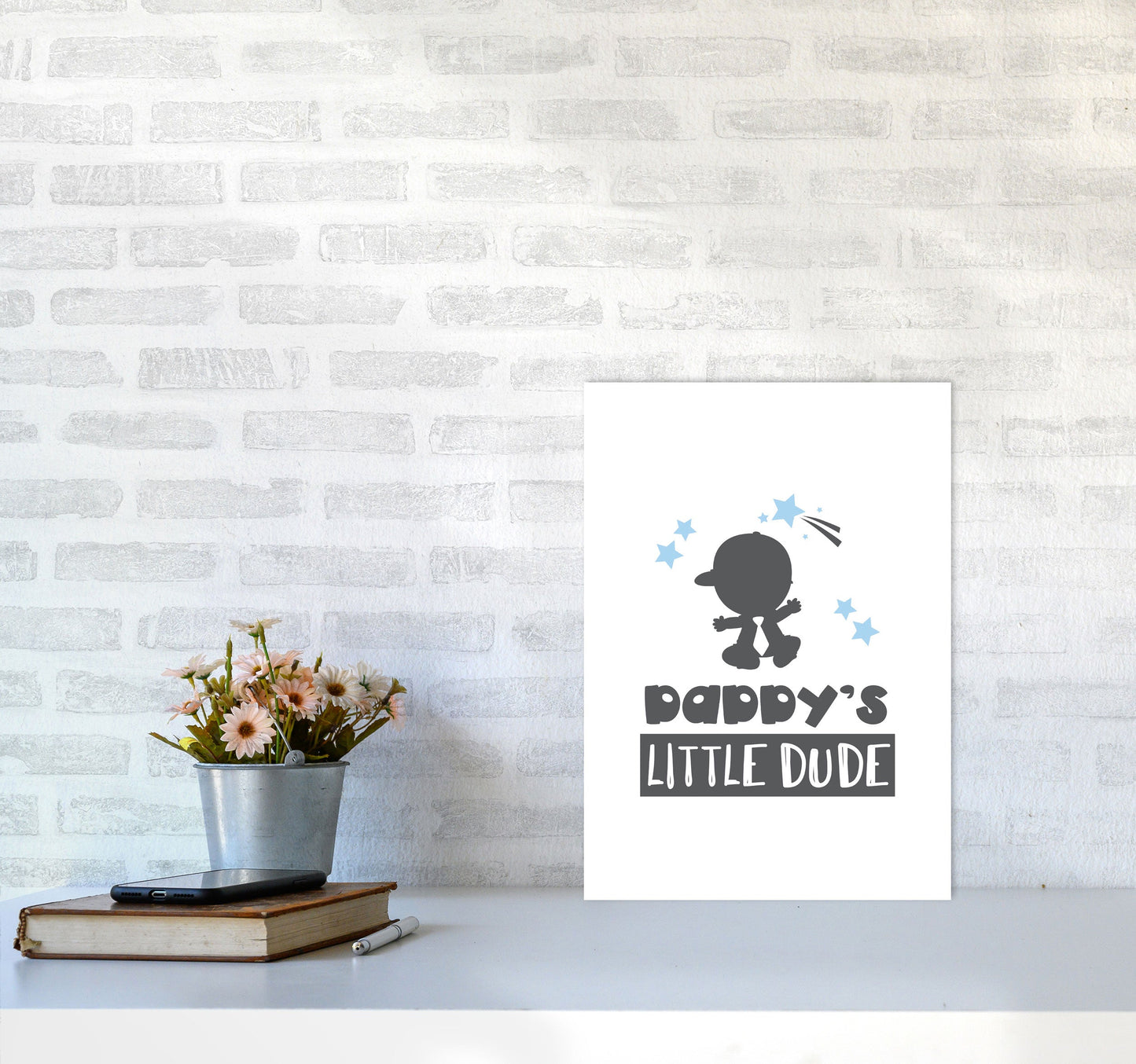 Daddy's Little Dude Gerahmter Kinderzimmer Wandkunstdruck