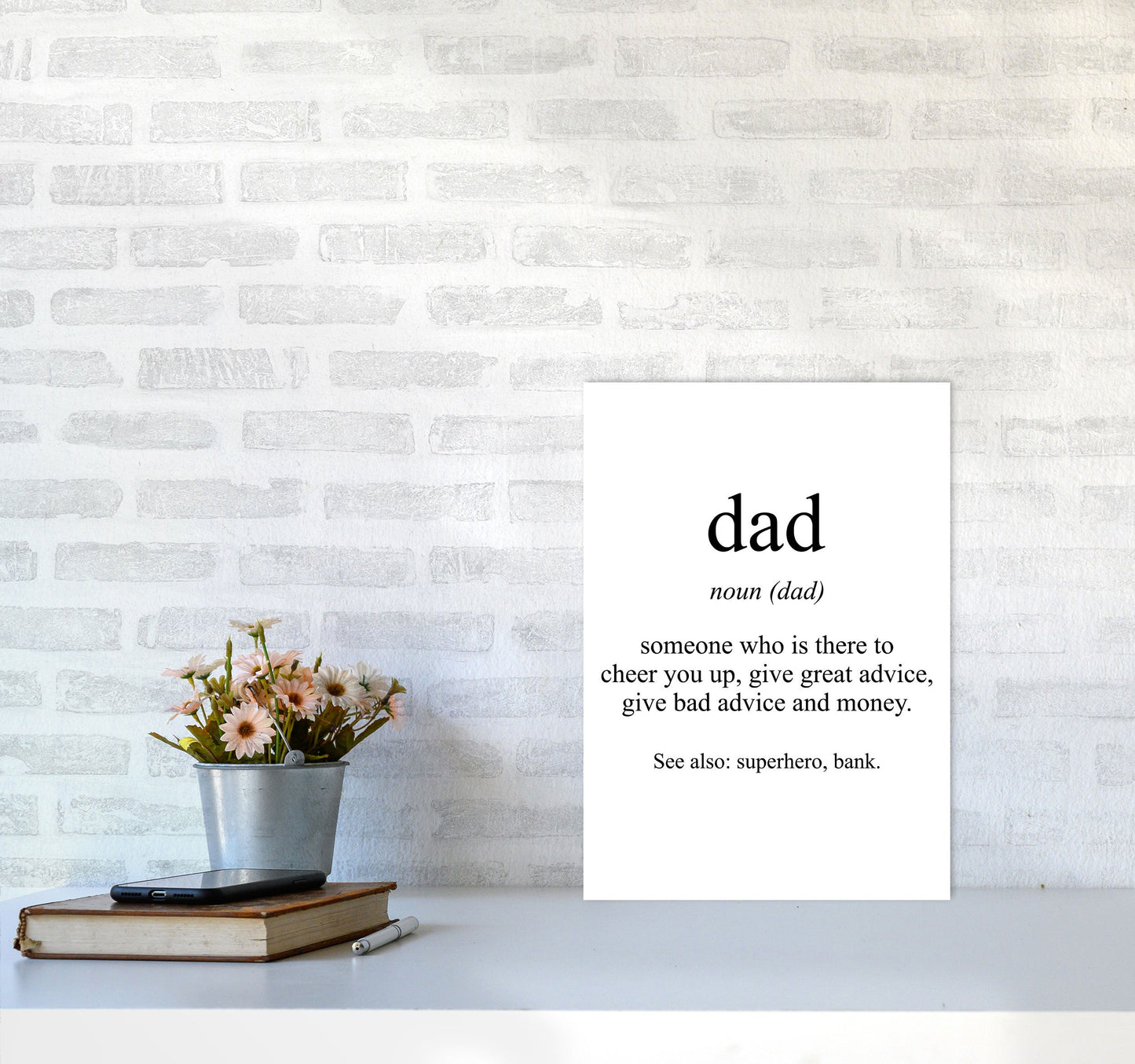 Dad Gerahmte Typografie Wandkunst Druck
