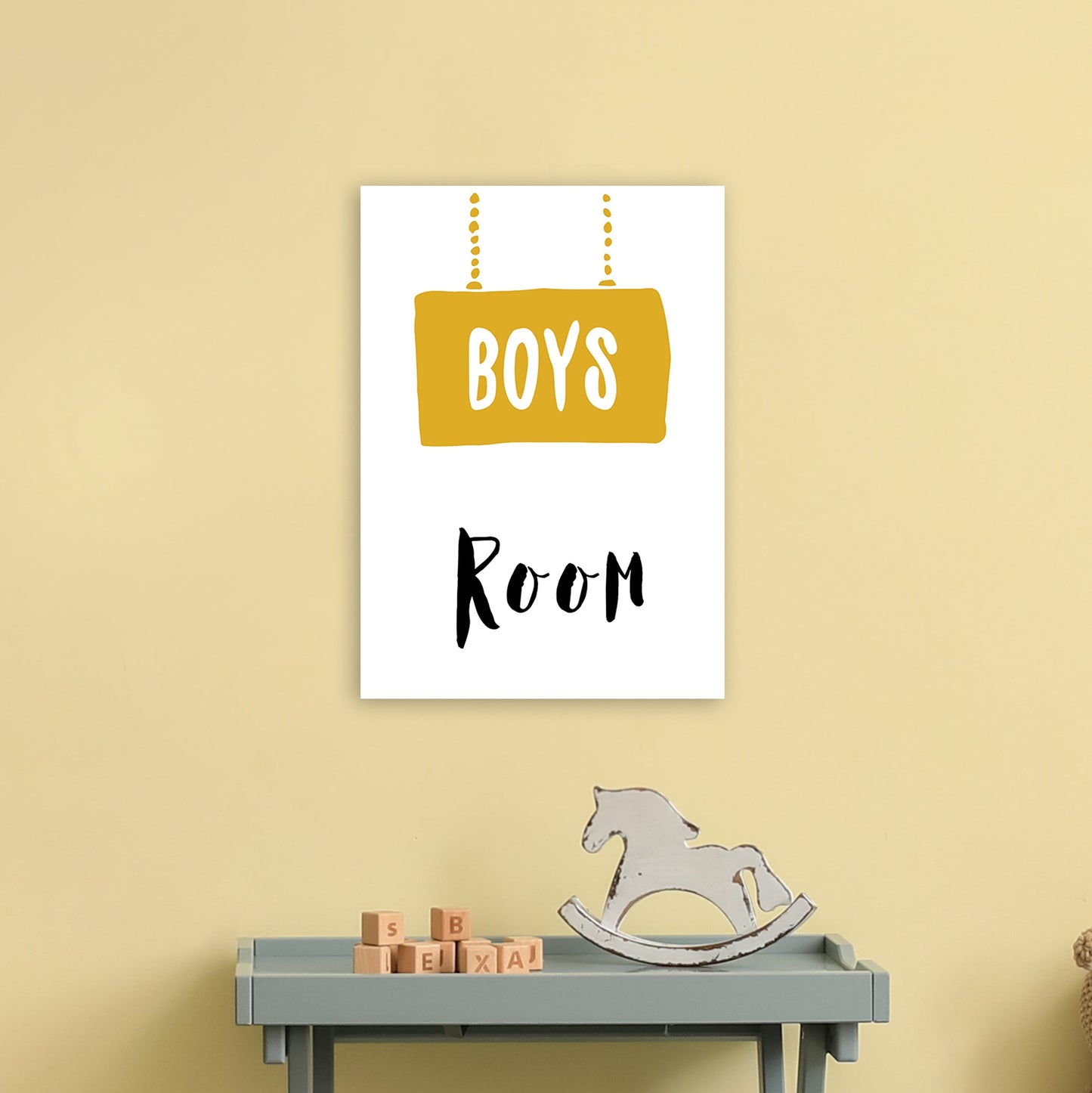 Jungenzimmer Senf Kunstdruck