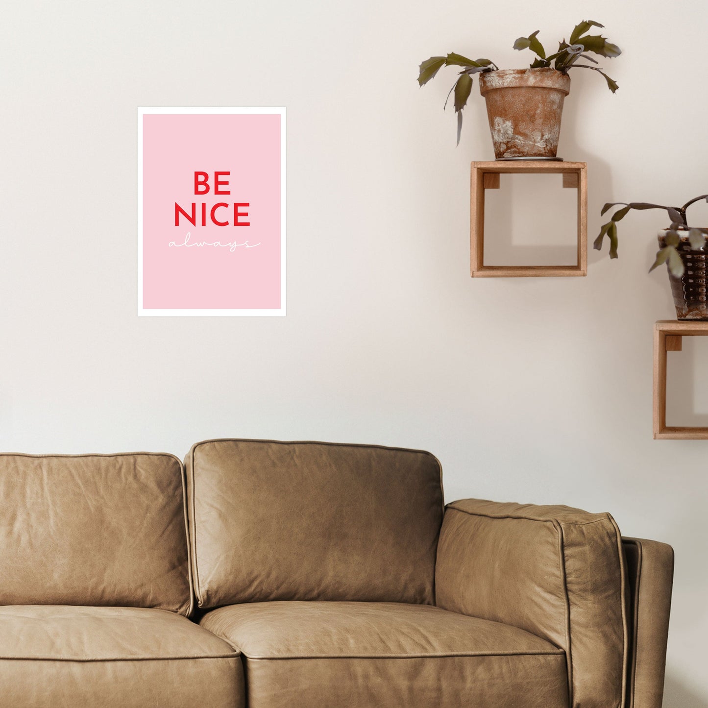 Be Nice Pink Kunstdruck von Pixy Paper