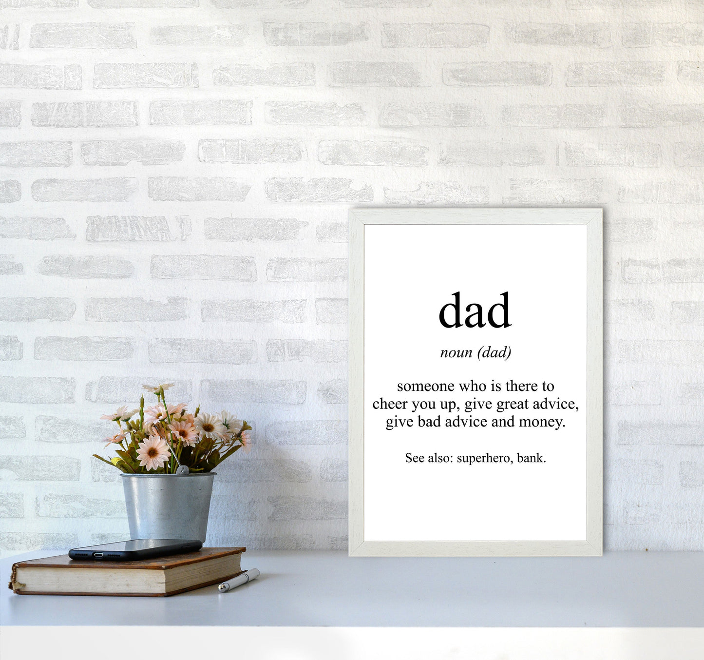 Dad Gerahmte Typografie Wandkunst Druck