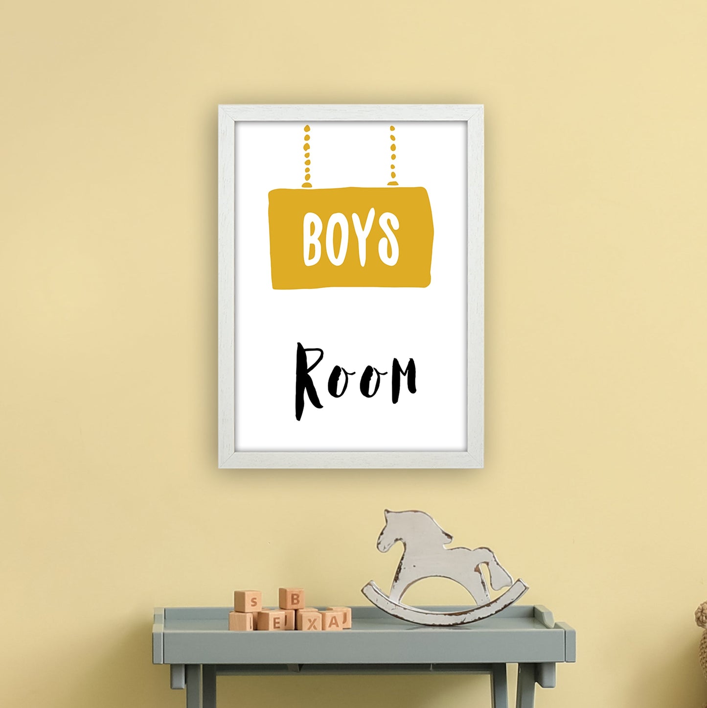 Jungenzimmer Senf Kunstdruck