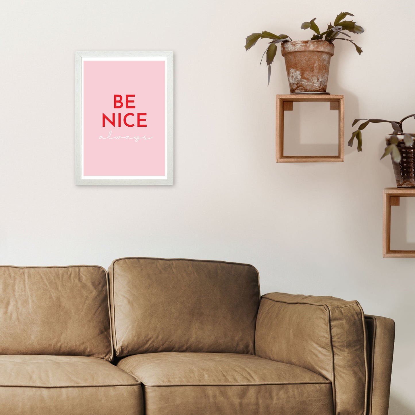 Be Nice Pink Kunstdruck von Pixy Paper