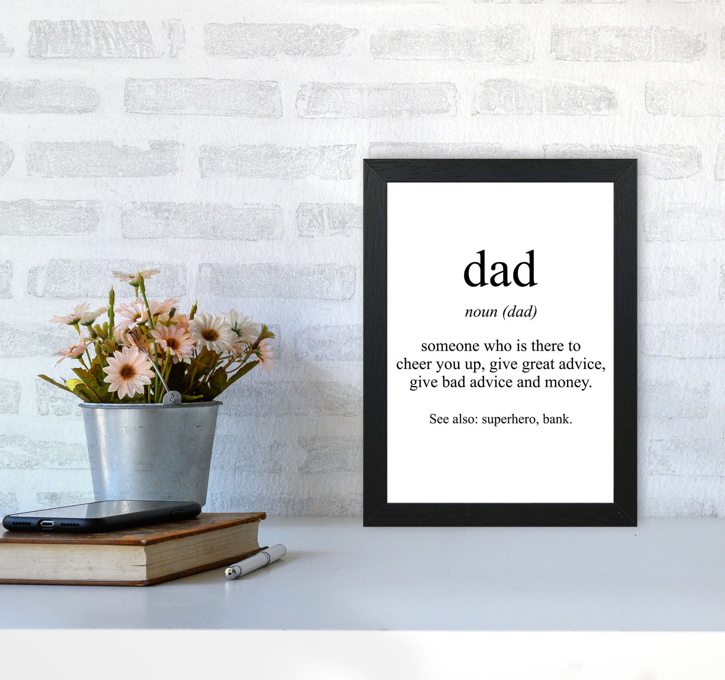 Dad Gerahmte Typografie Wandkunst Druck