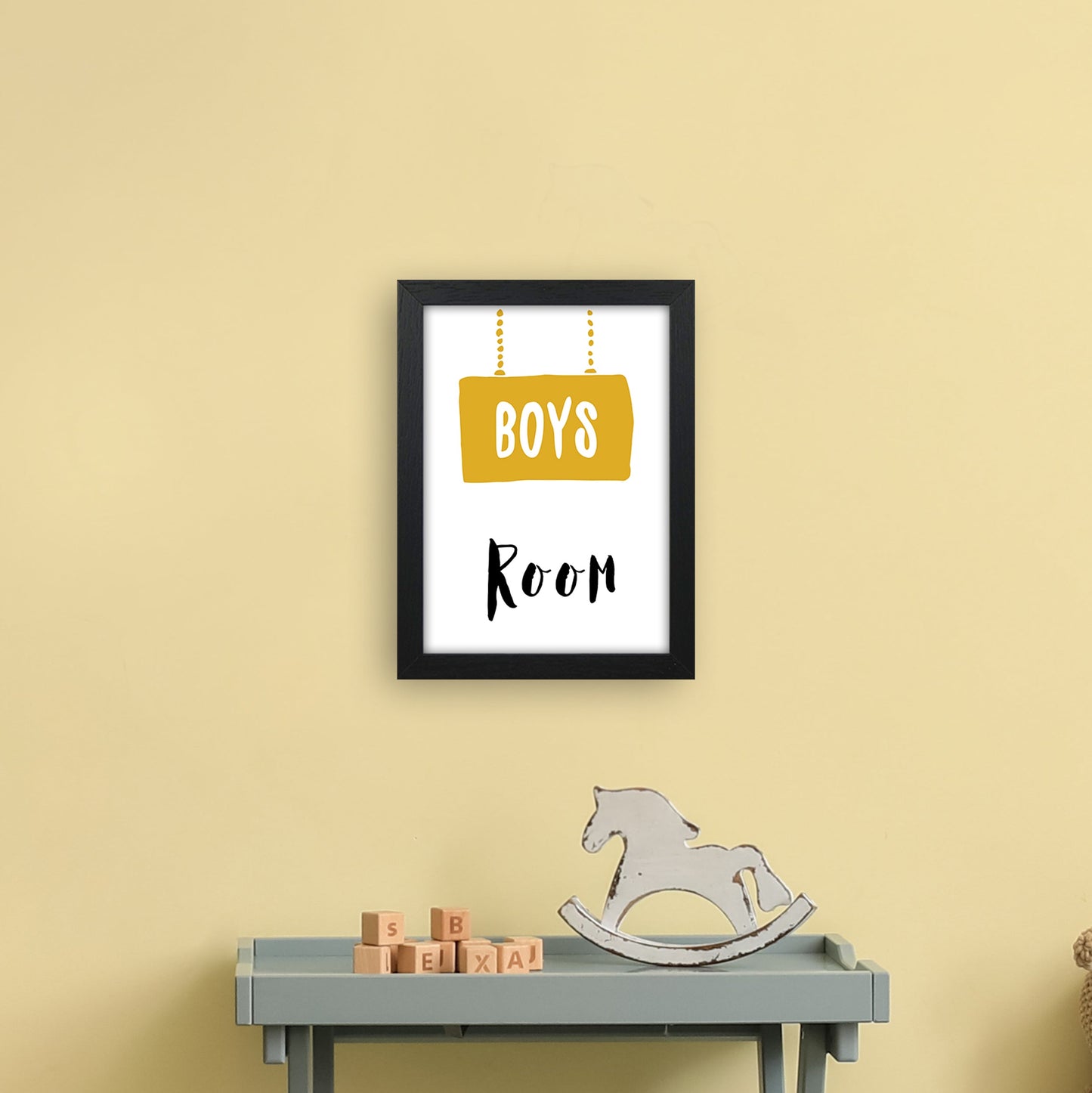 Jungenzimmer Senf Kunstdruck