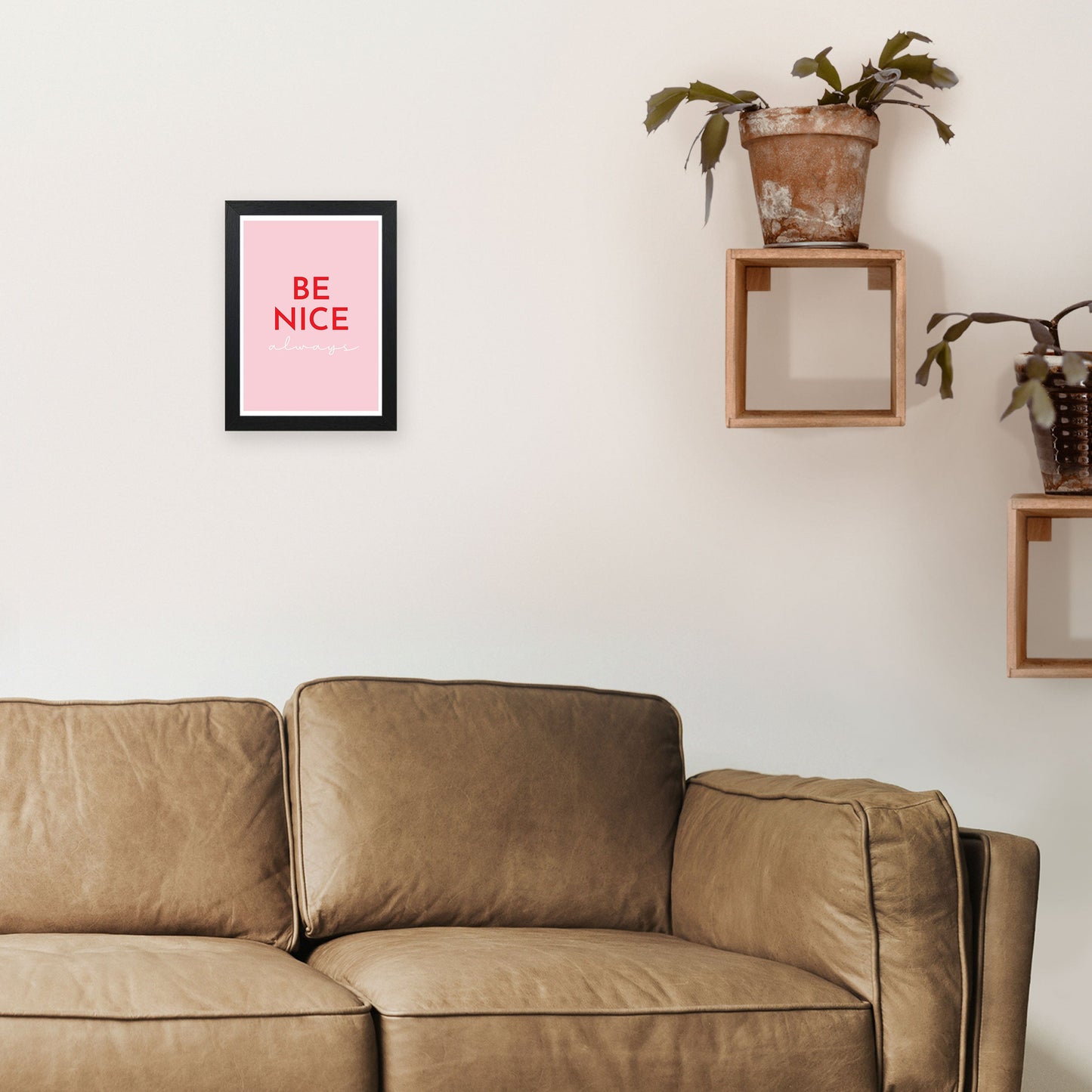 Be Nice Pink Kunstdruck von Pixy Paper
