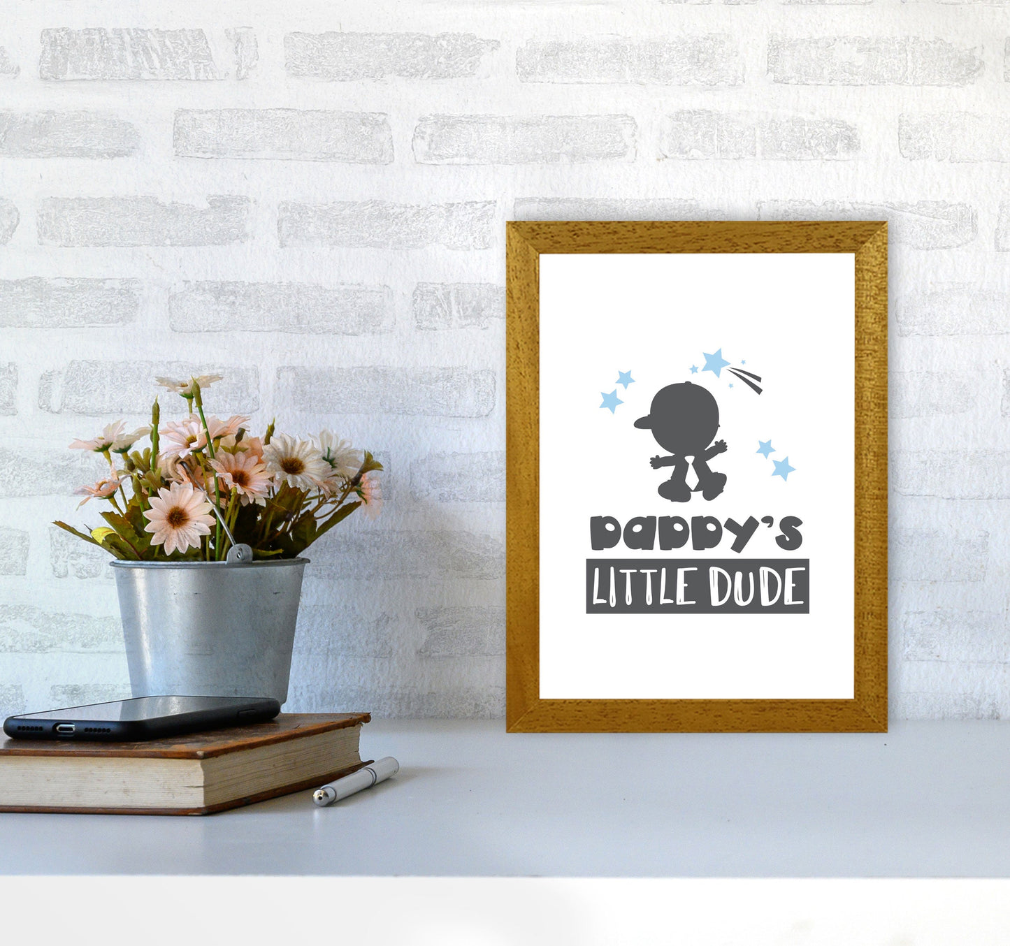 Daddy's Little Dude Gerahmter Kinderzimmer Wandkunstdruck