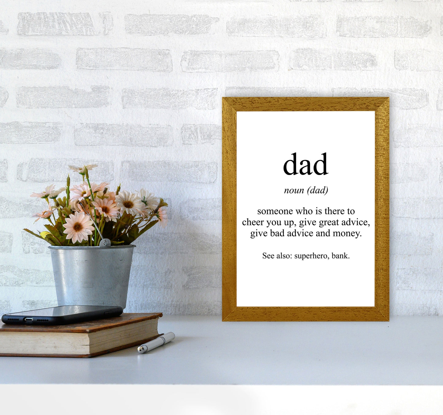 Dad Gerahmte Typografie Wandkunst Druck