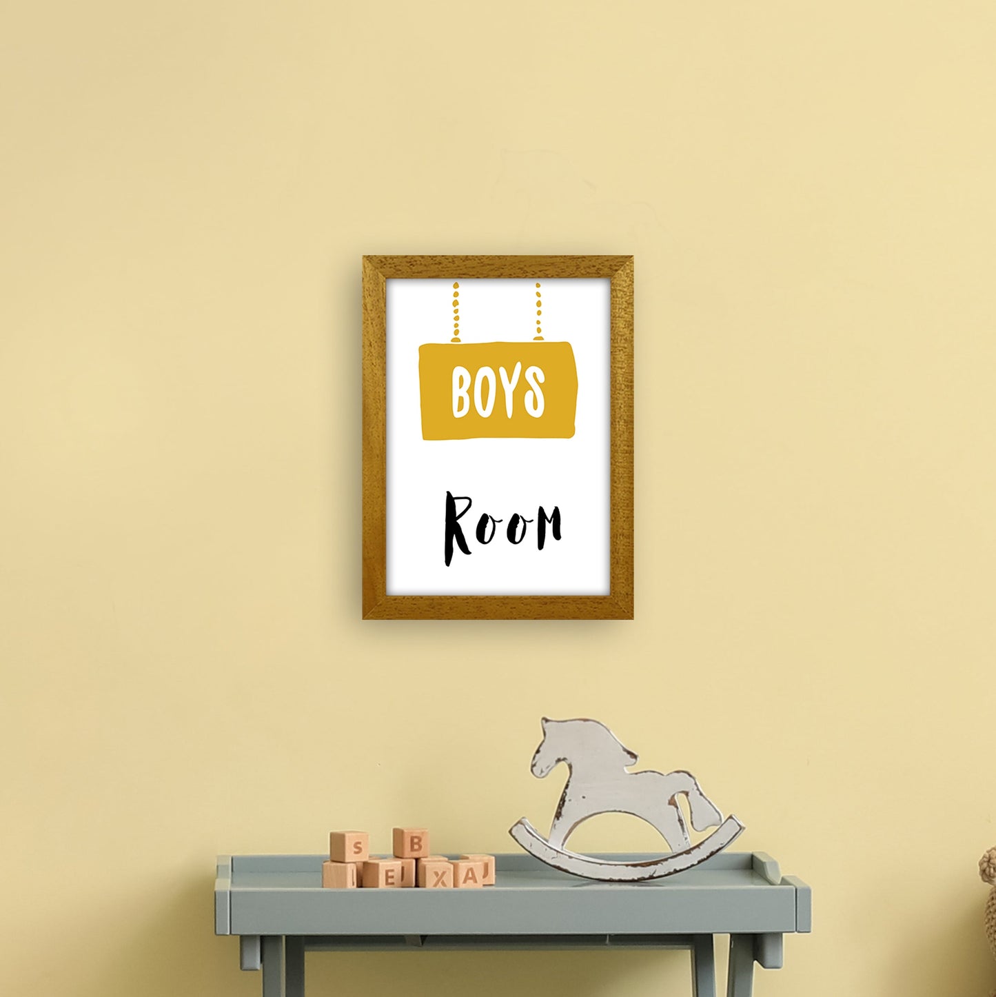 Jungenzimmer Senf Kunstdruck