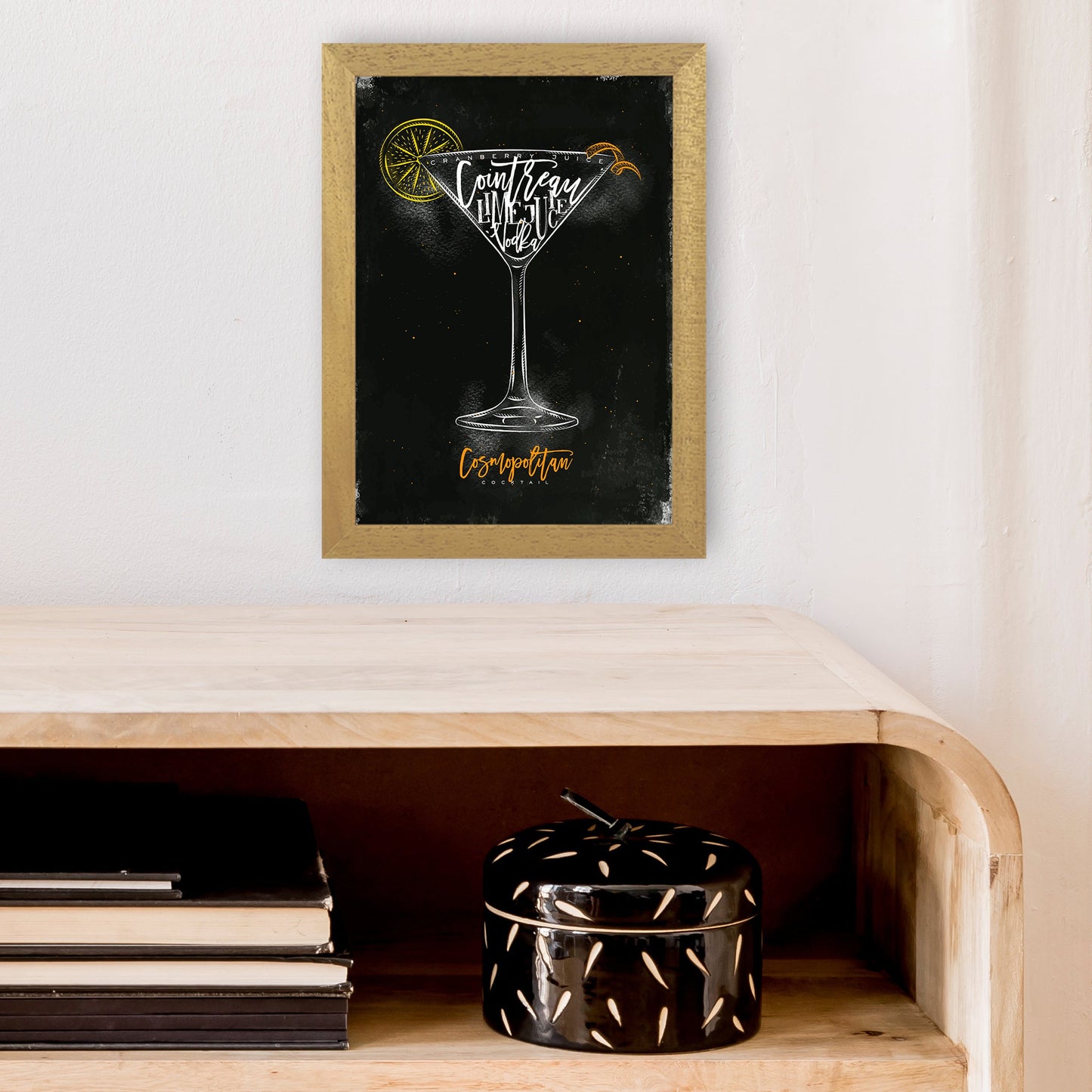 Cosmopolitan Cocktail Schwarz Kunstdruck