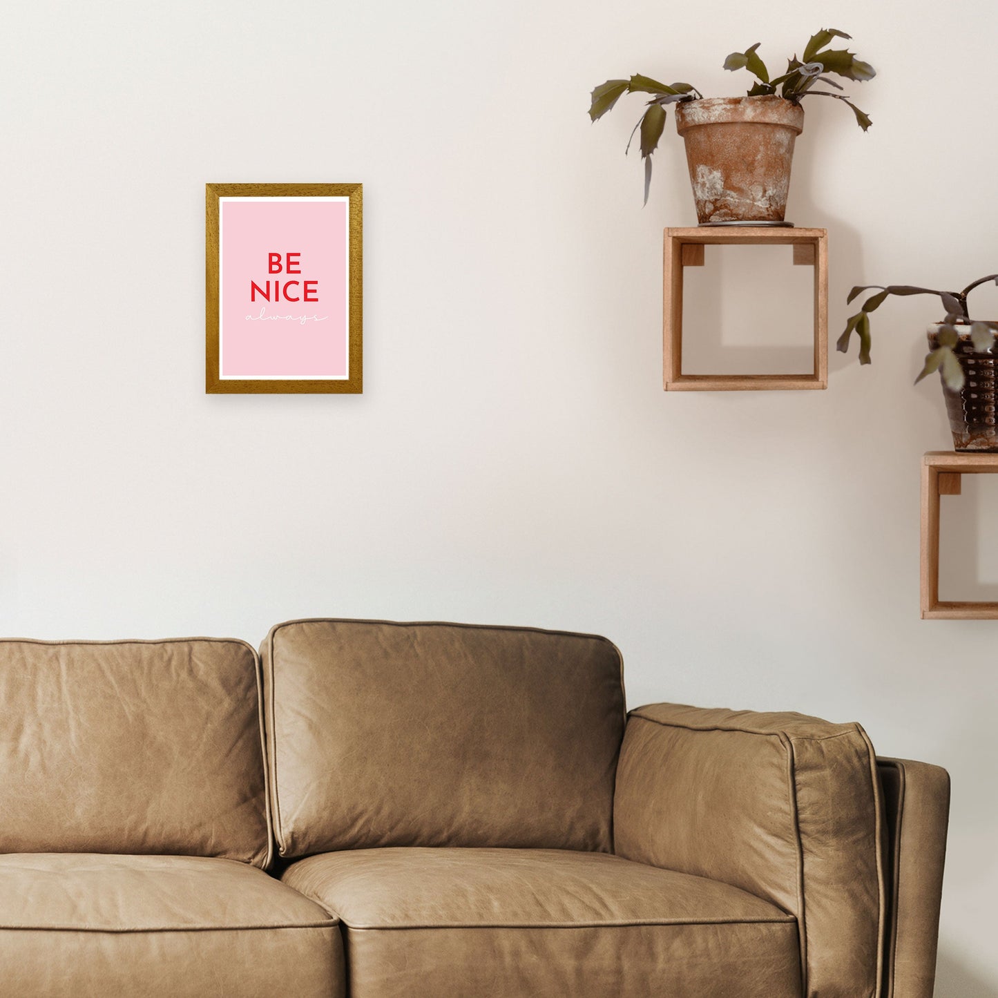 Be Nice Pink Kunstdruck von Pixy Paper