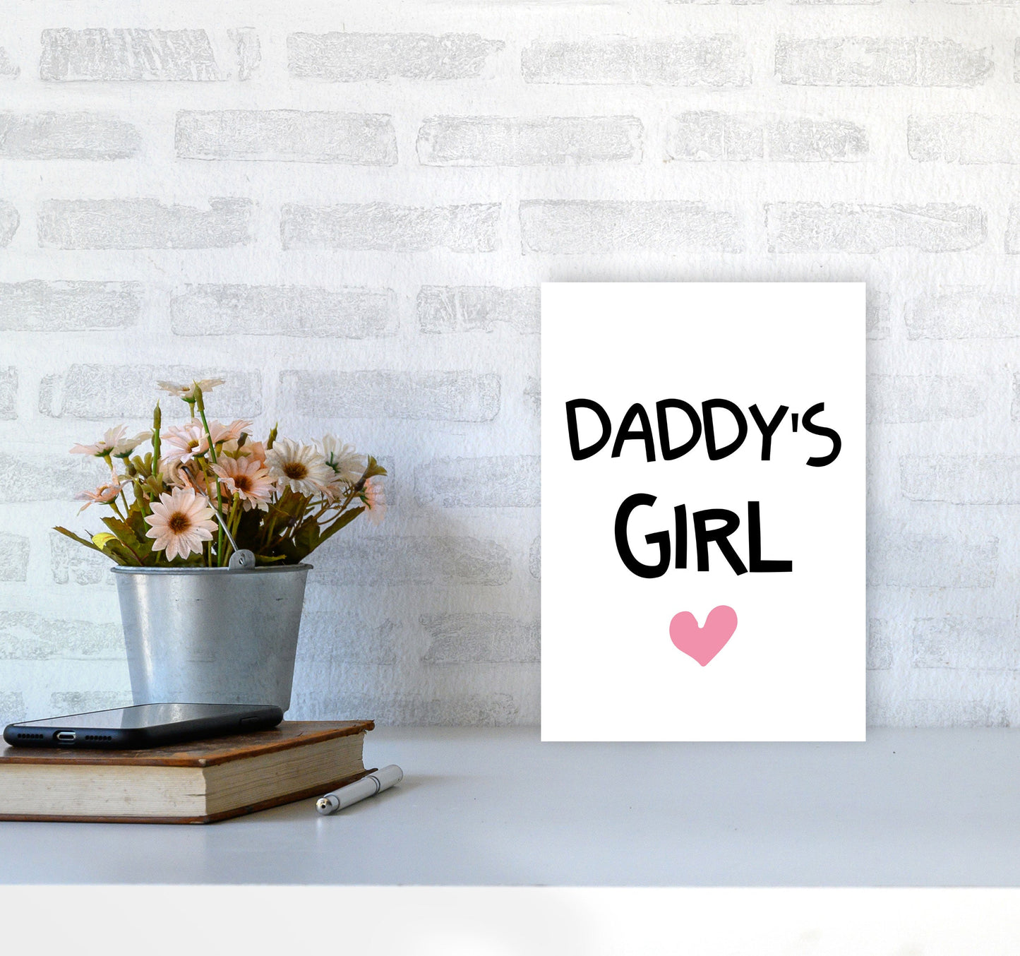 Daddy's Girl Pink Framed Nursey Wall Art Print