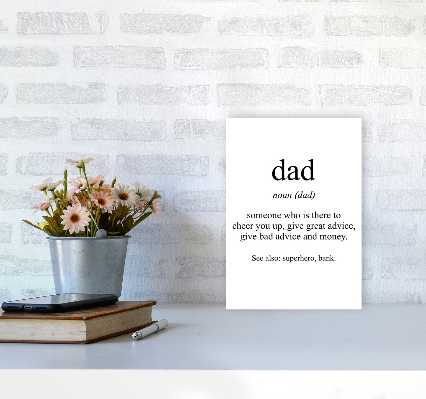 Dad Gerahmte Typografie Wandkunst Druck