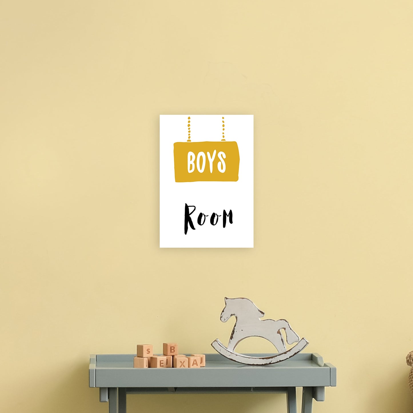 Jungenzimmer Senf Kunstdruck