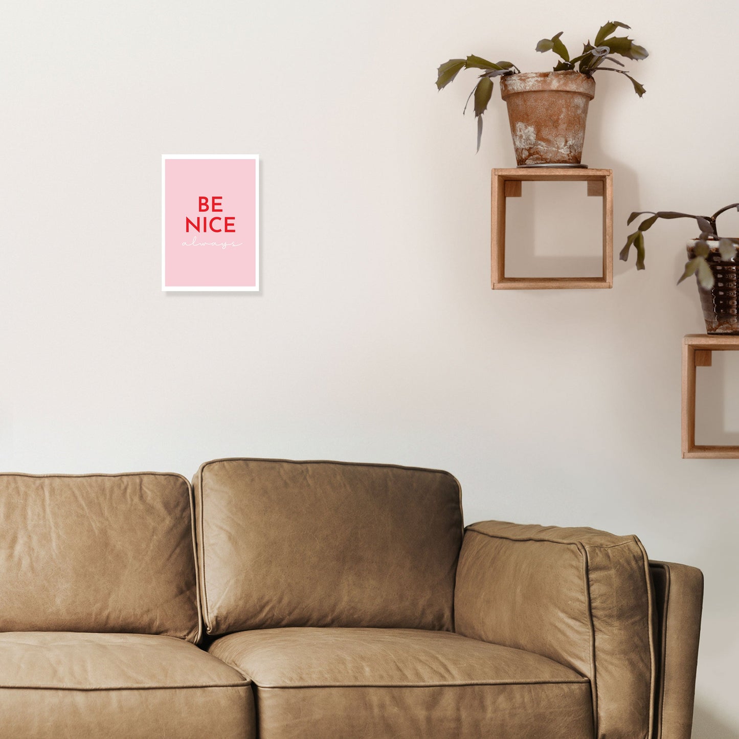 Be Nice Pink Kunstdruck von Pixy Paper