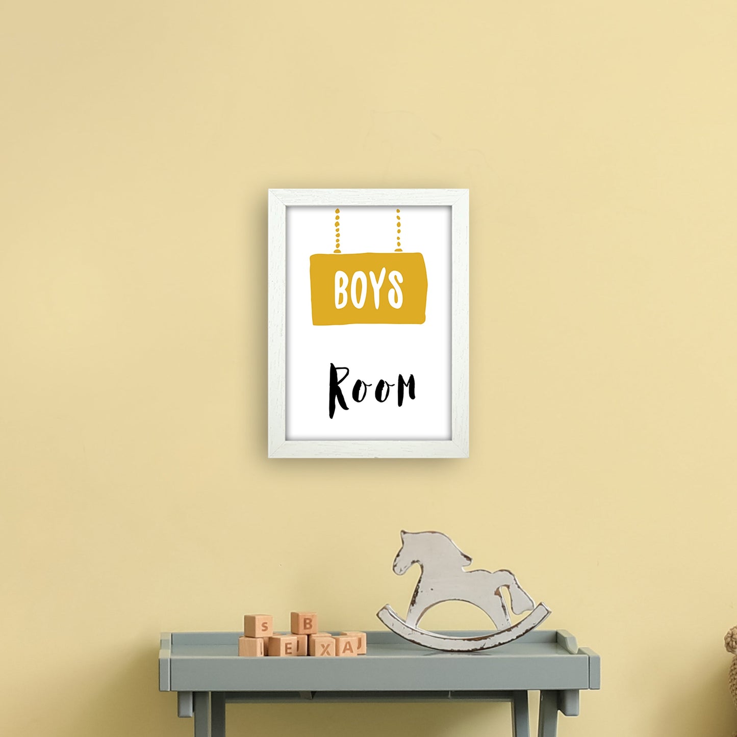 Jungenzimmer Senf Kunstdruck