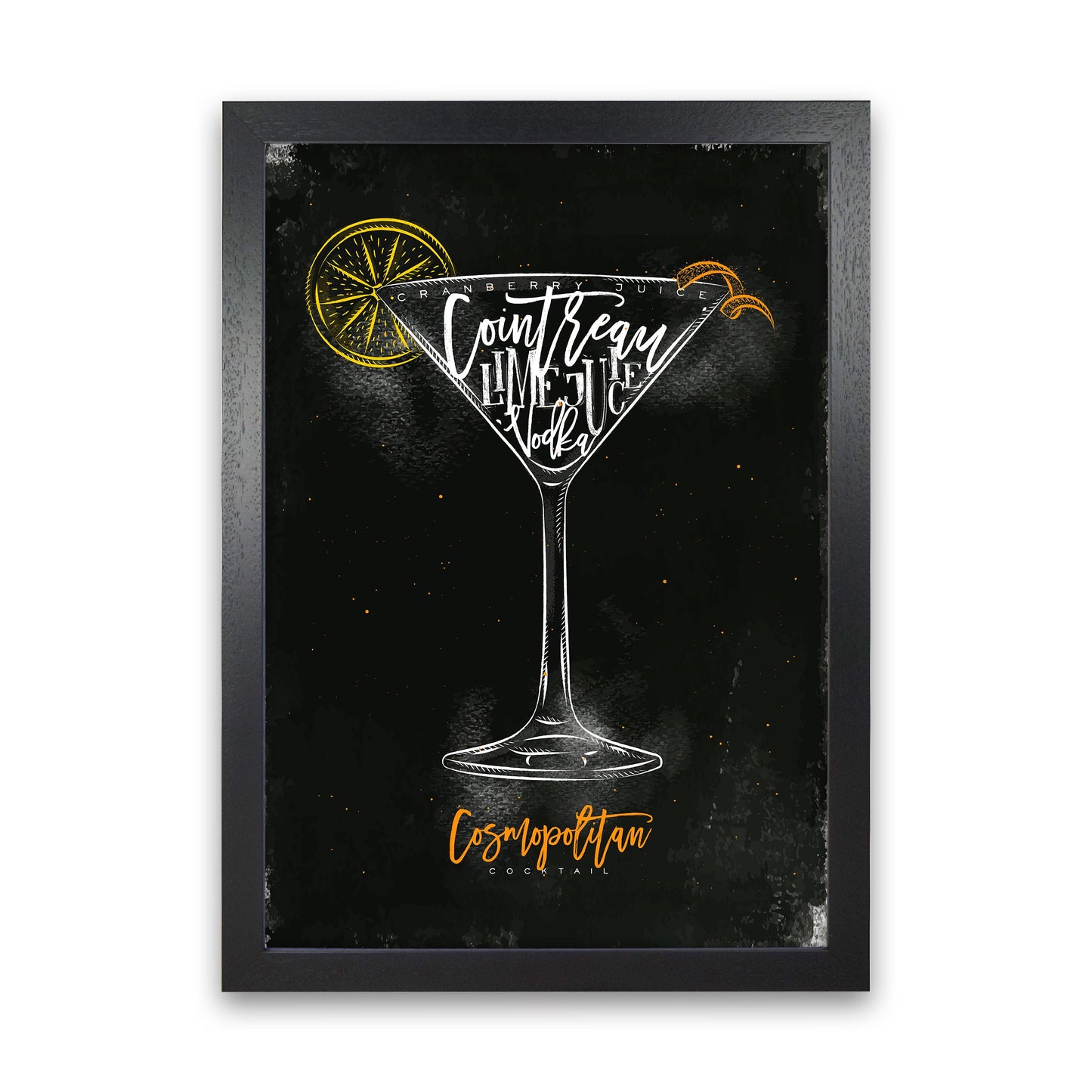 Cosmopolitan Cocktail Schwarz Kunstdruck