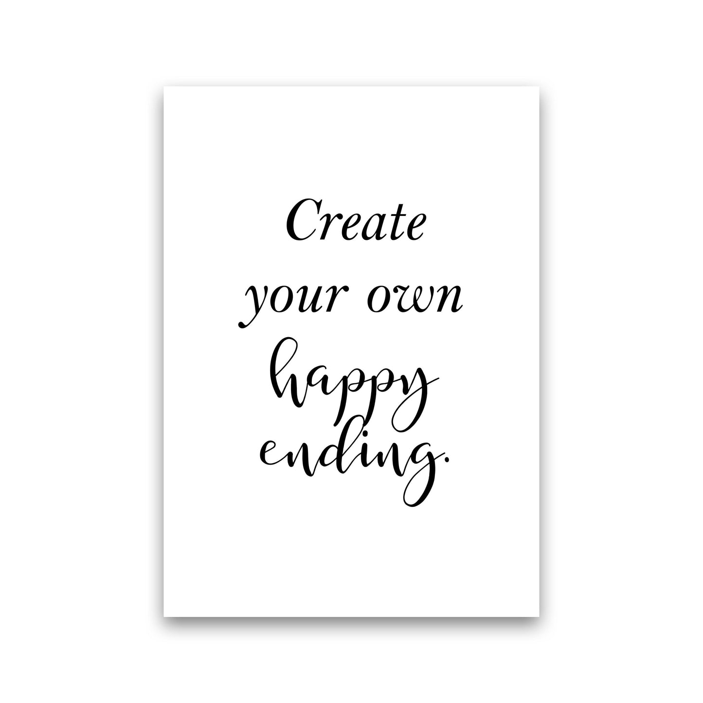 Erstellen Sie Ihre eigene Happy Ending gerahmte Typografie Wandkunst Druck