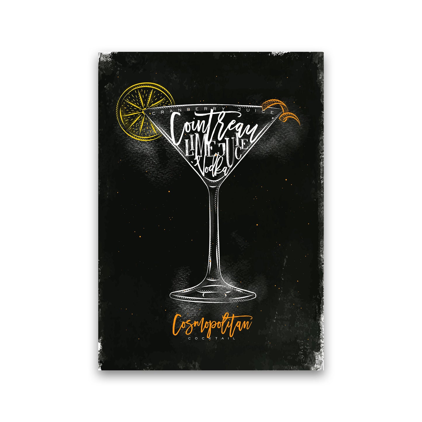 Cosmopolitan Cocktail Schwarz Kunstdruck
