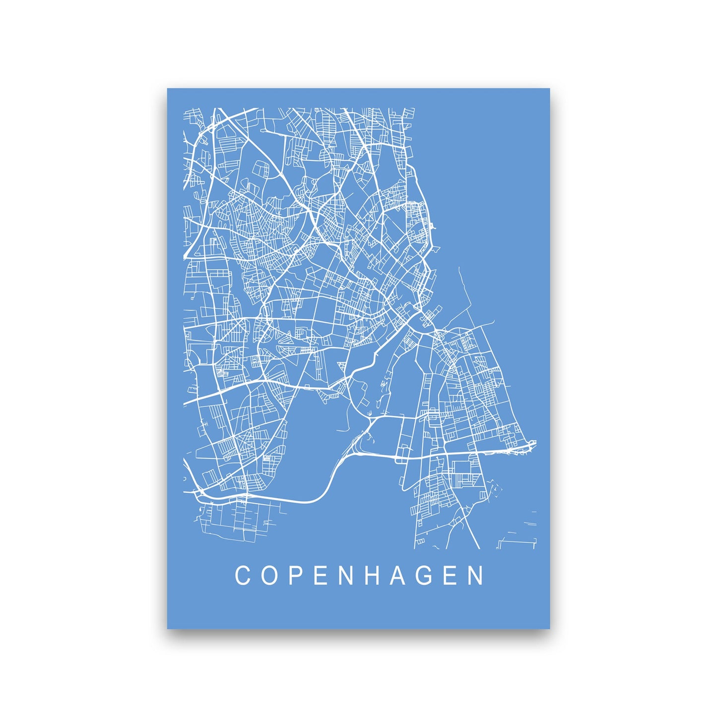 Kopenhagen Karte Blaupause Kunstdruck
