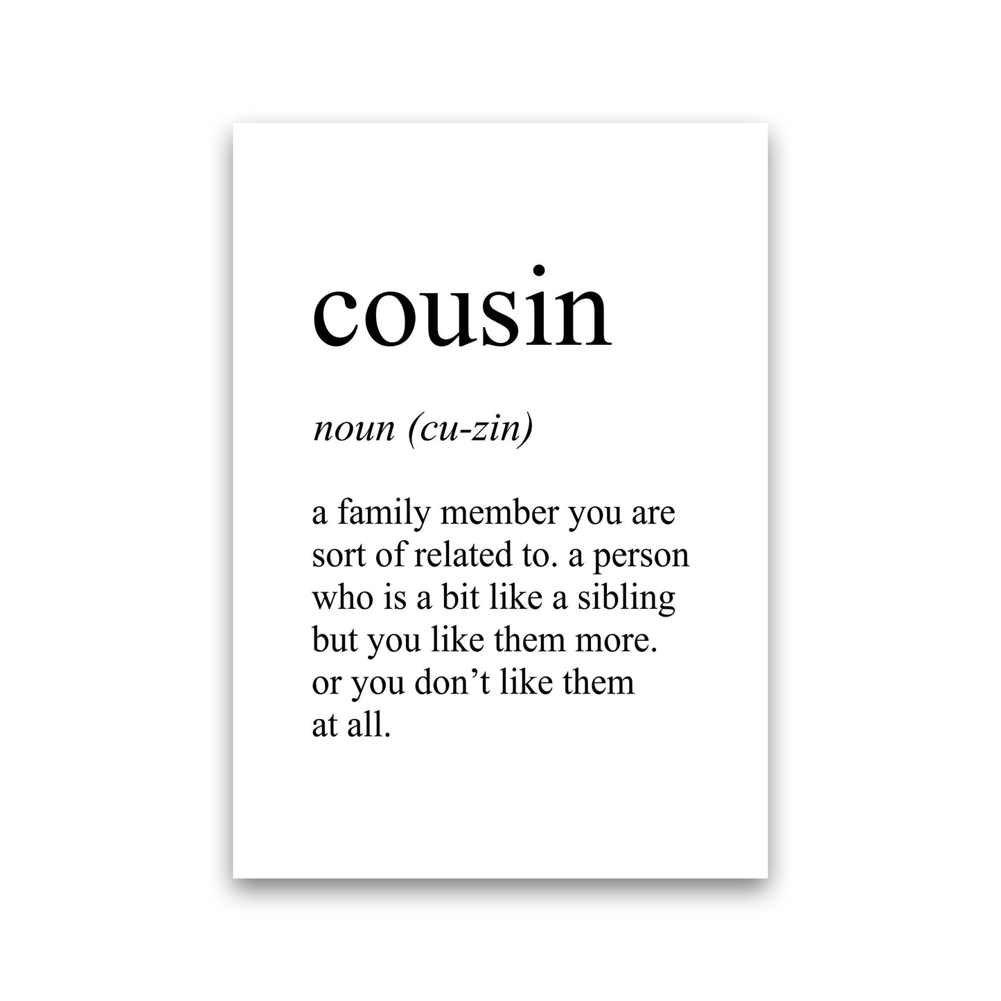 Cousin Definition Kunstdruck
