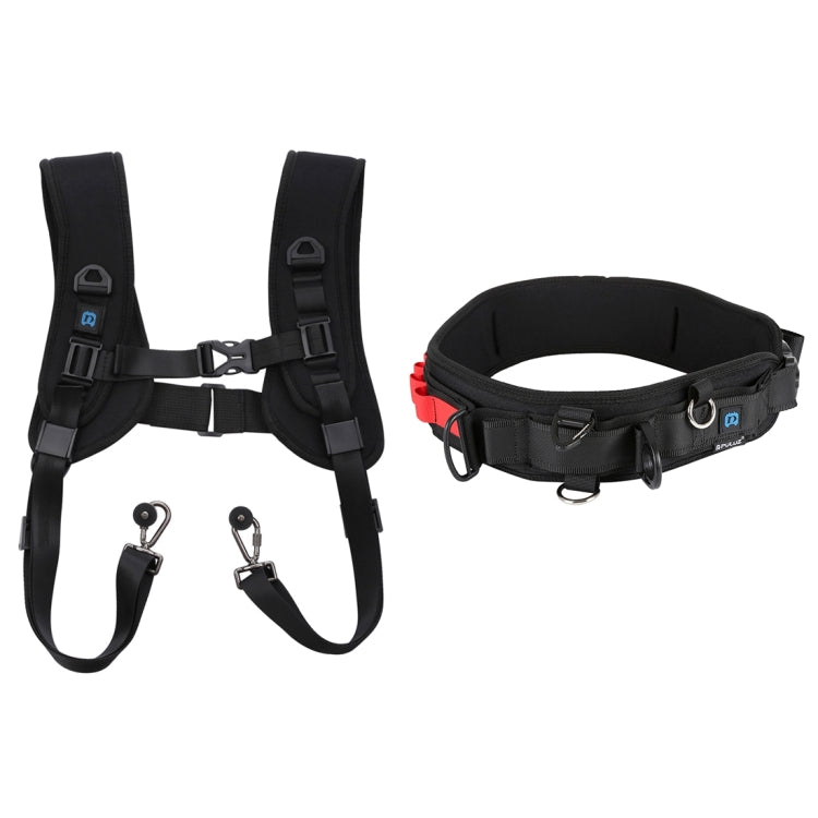 Frendorf | PULUZ 2 in 1 Multi-functionele Bundel Tailleband Strap + Dubbele Schouderband Kits met Haak voor SLR / DSLR Camera's