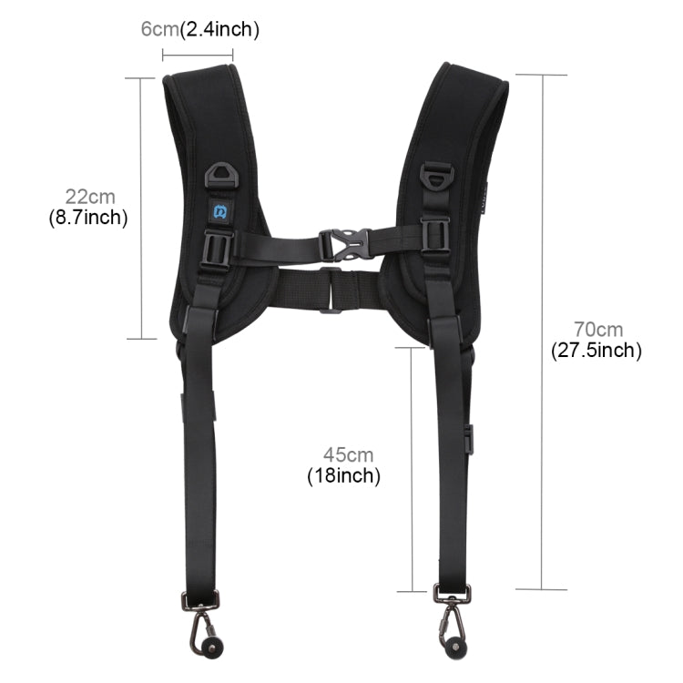 Frendorf | PULUZ 2 in 1 Multi-functionele Bundel Tailleband Strap + Dubbele Schouderband Kits met Haak voor SLR / DSLR Camera's
