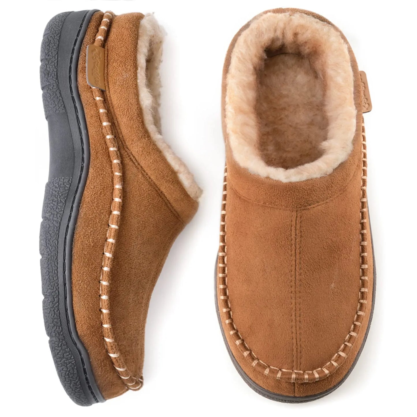 Frendorf | Herren rutschfeste Plüsch Slip-On Hausschuhe: Warm & breite Zehen