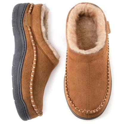 Frendorf | Herren rutschfeste Plüsch Slip-On Hausschuhe: Warm & breite Zehen