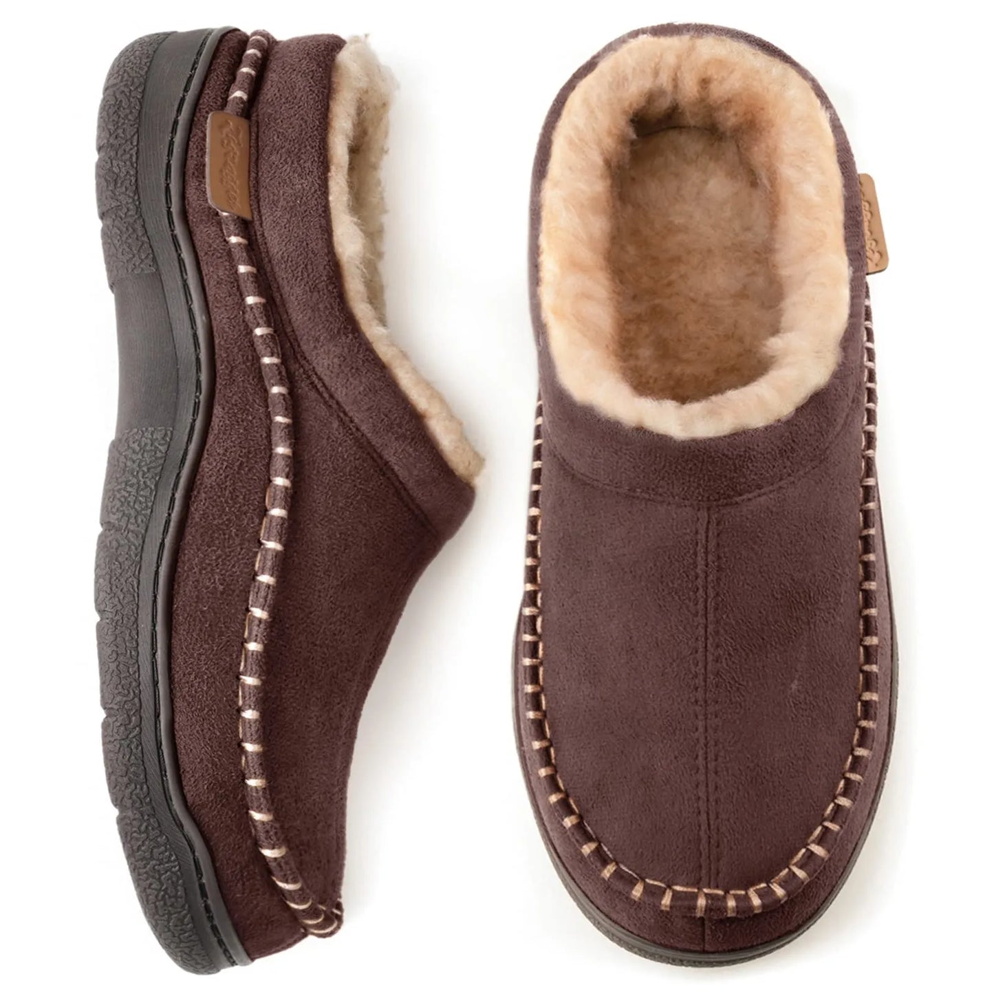 Frendorf | Herren rutschfeste Plüsch Slip-On Hausschuhe: Warm & breite Zehen