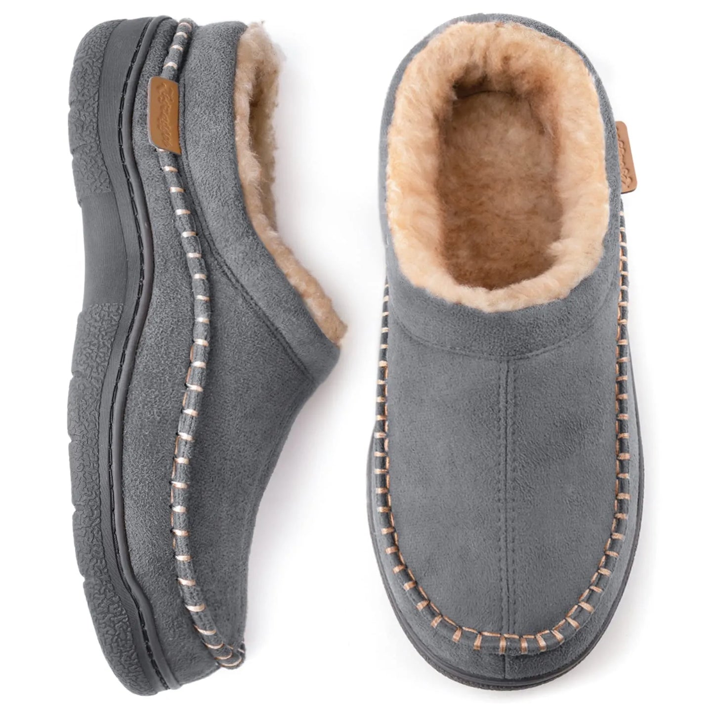 Frendorf | Herren rutschfeste Plüsch Slip-On Hausschuhe: Warm & breite Zehen