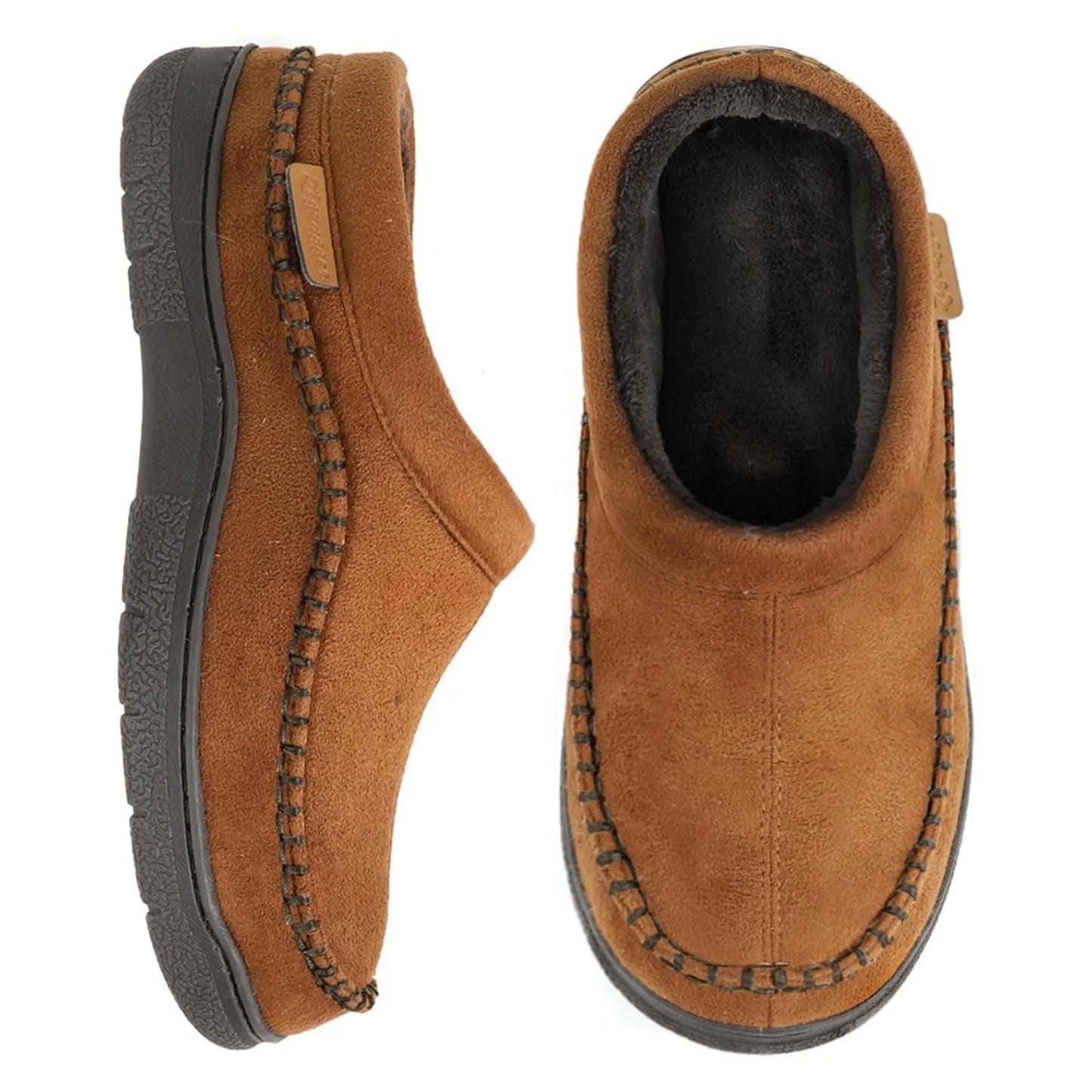 Frendorf | Herren rutschfeste Plüsch Slip-On Hausschuhe: Warm & breite Zehen