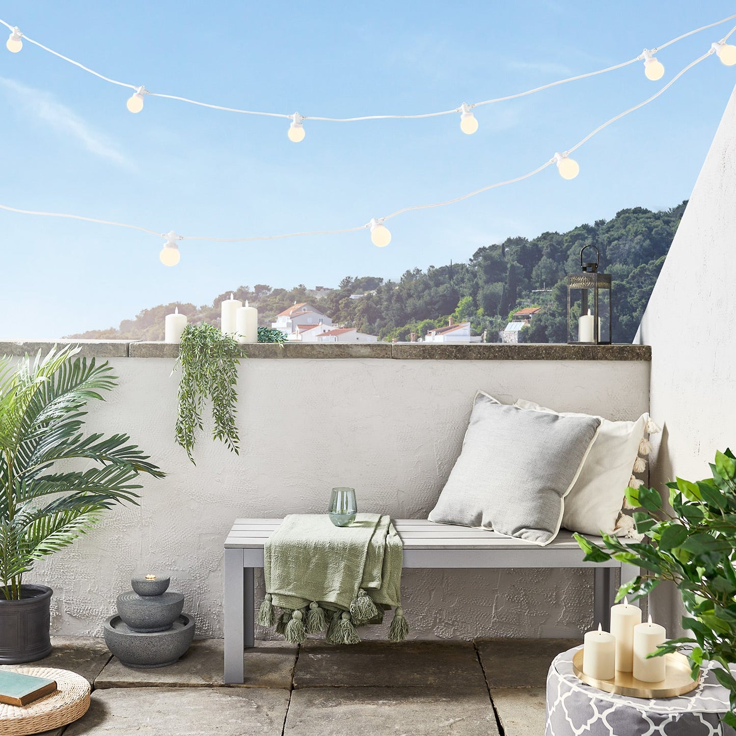Pro Connect 5m 10er Party Lichterkette warmweiß koppelbar weißes Kabel