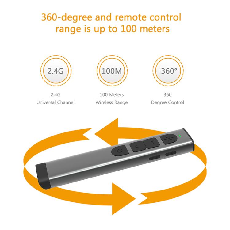 Frendorf | Doosl Dsit038 2.4GHz Wireless Presenter PowerPoint Clicker Präsentationsfernbedienung grüner Laserpointer, Steuerungsreichweite: 100m