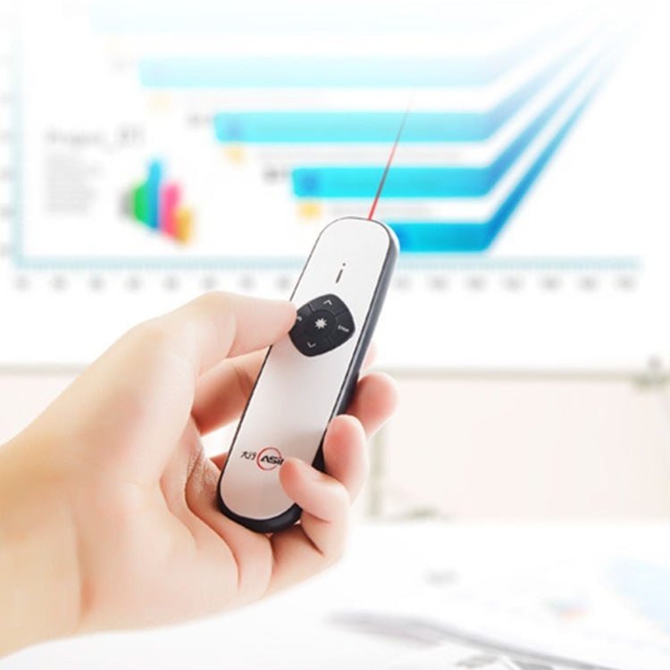 Frendorf | ASiNG A800 USB-Lade 2.4GHz Wireless Presenter PowerPoint Klicker Präsentation Fernbedienung Zeiger, Steuerentfernung: 100m(Weiß)