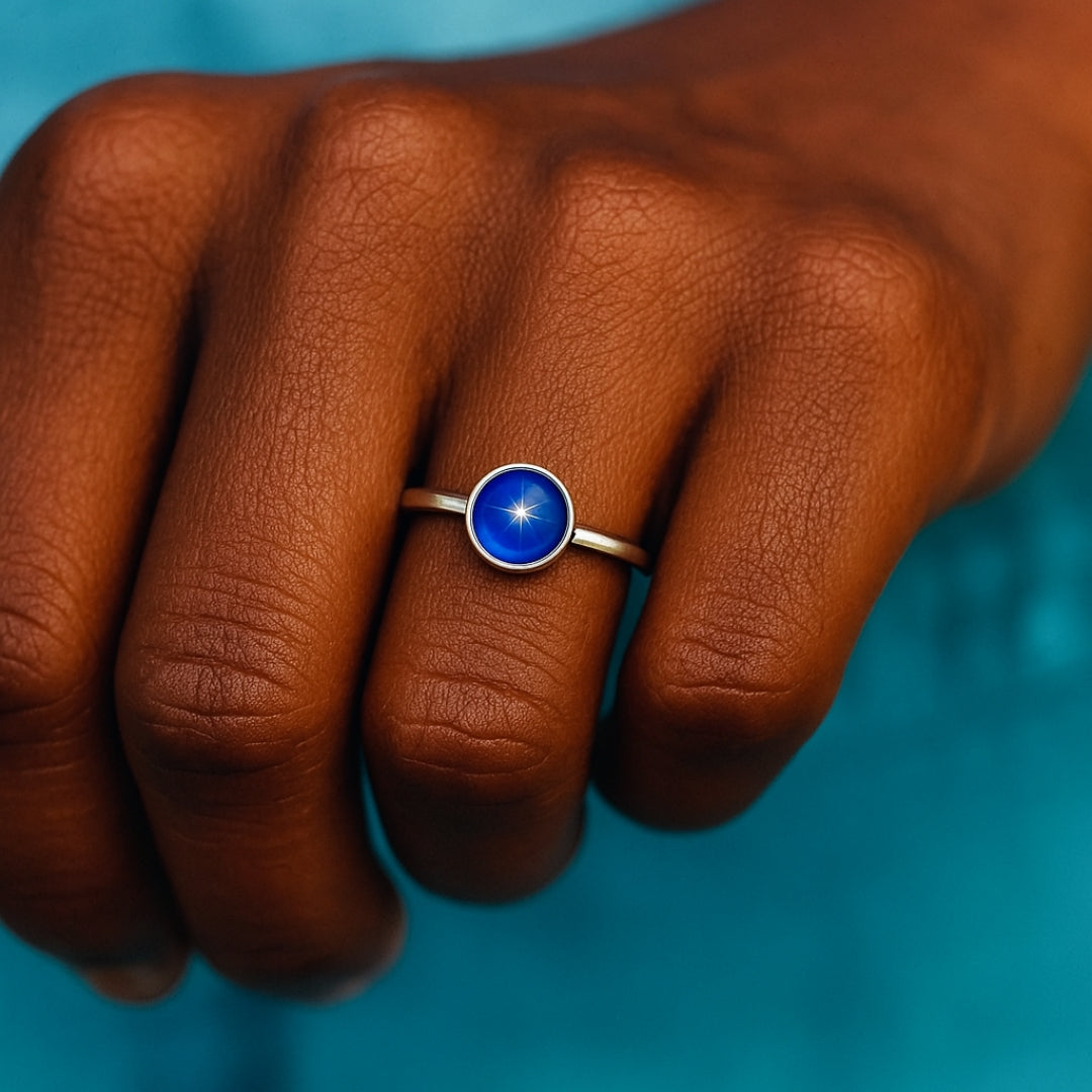 Frendorf | Blauer runder Stein Silberring