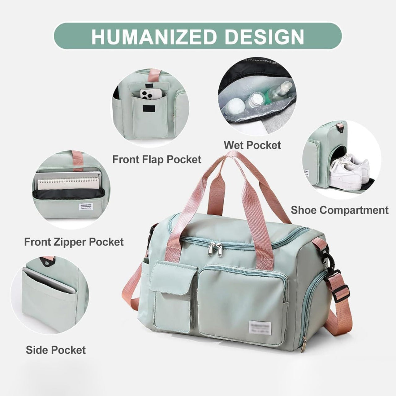 Frendorf | Multi-Taschen Reisetasche, Sport- und Gymnastik-Duffle mit separatem Schuhfach