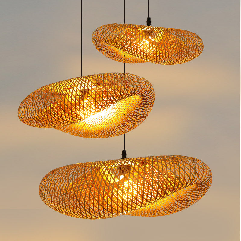 Rattan Gewebtes Bambus -Pendellicht - Led - Licht