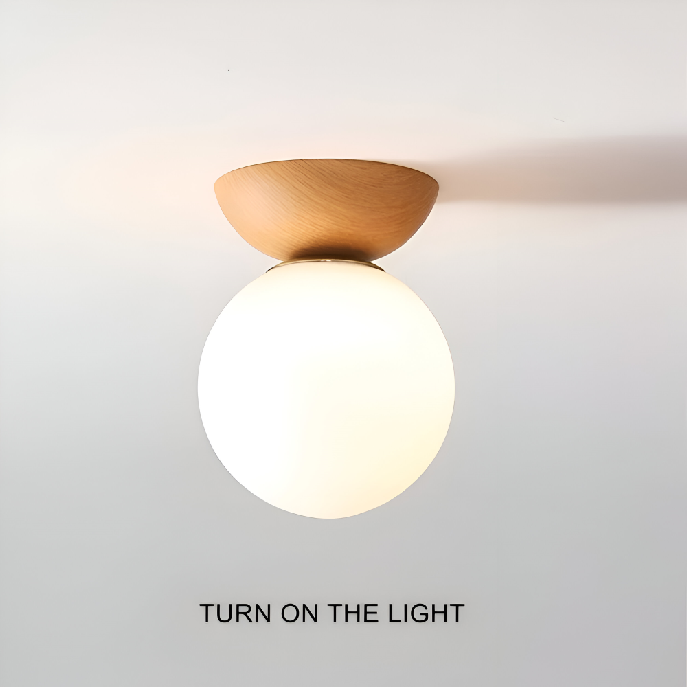 Frendorf | Perle LED-Deckenleuchte - Japanische Kugel Pendelleuchte - Orb Semi Flush Mount Beleuchtung