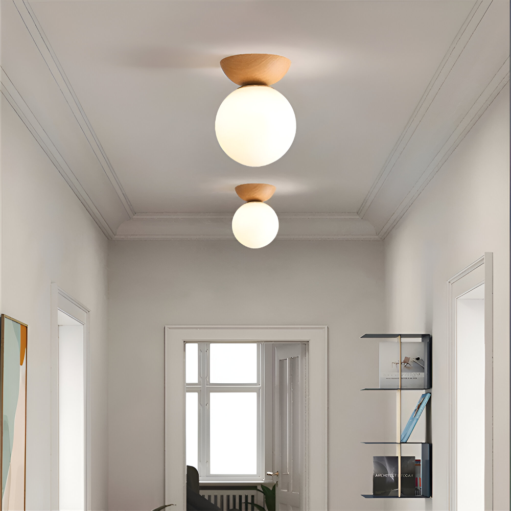 Frendorf | Perle LED-Deckenleuchte - Japanische Kugel Pendelleuchte - Orb Semi Flush Mount Beleuchtung