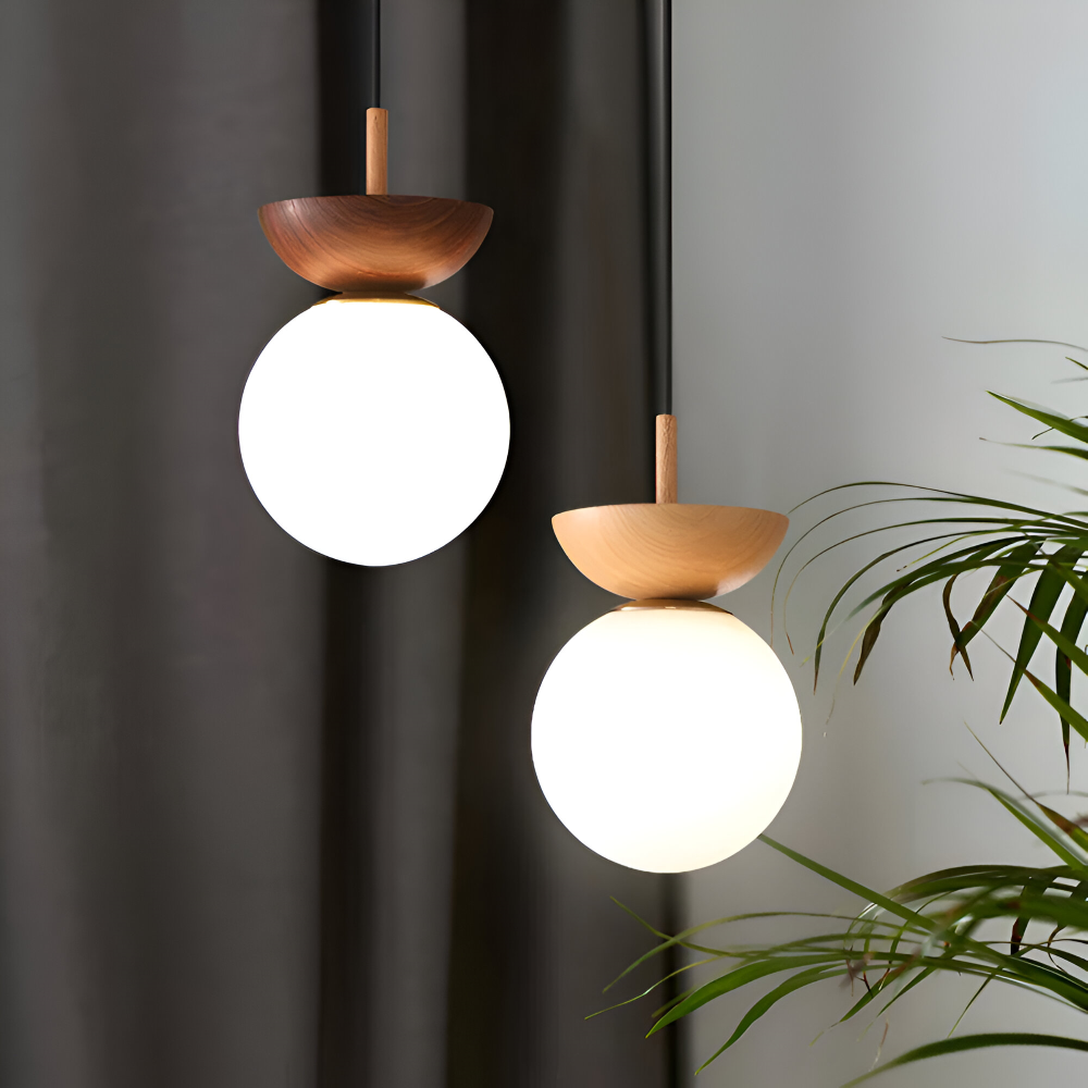 Frendorf | Perle LED-Deckenleuchte - Japanische Kugel Pendelleuchte - Orb Semi Flush Mount Beleuchtung