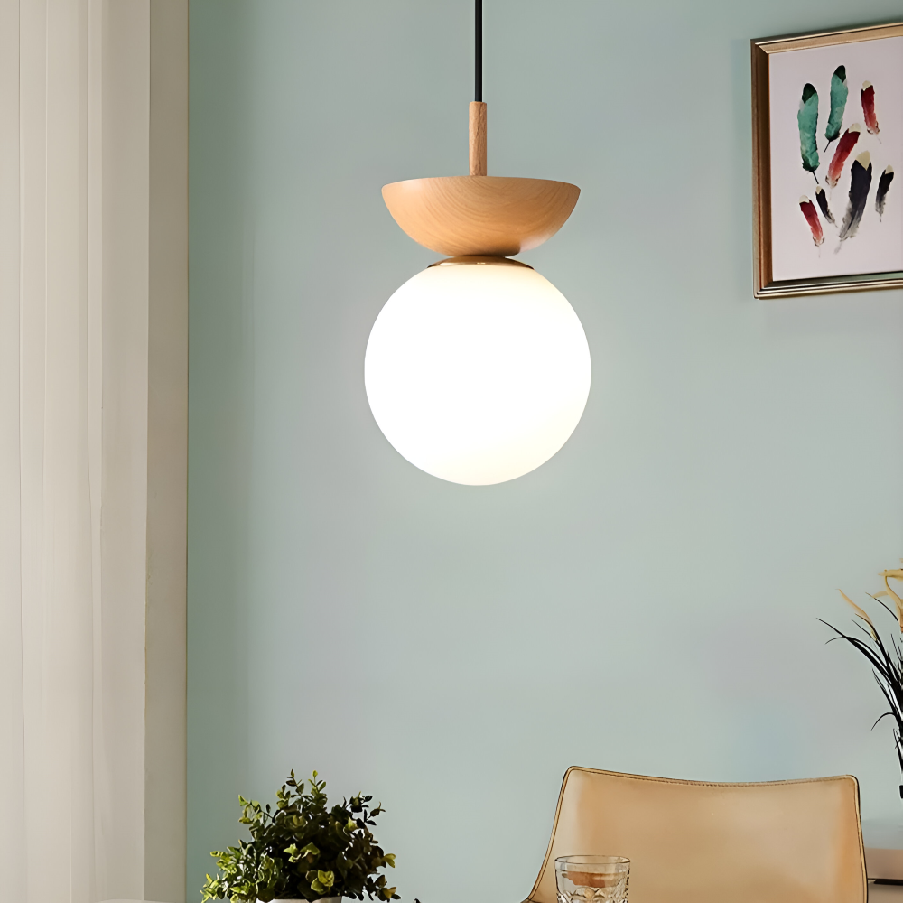 Frendorf | Perle LED-Deckenleuchte - Japanische Kugel Pendelleuchte - Orb Semi Flush Mount Beleuchtung