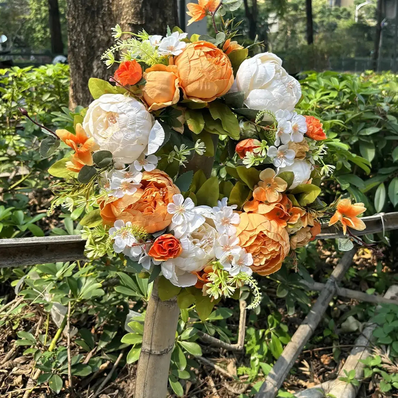 Künstlicher Kranz - AutumnBloom - Außen & Pfingstrosen - Gemütliche Herbstdekoration
